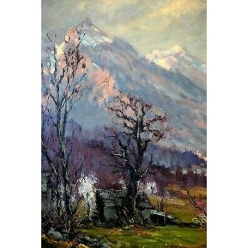 ANTICO QUADRO Rino Stringara PAESAGGIO MONTANO MASERA CISTELLA FORMAZZA '900 