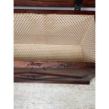 ANTICA PICCOLA CASSAPANCA legno PIOPPO 58 cm epoca 1900 OLD WOOD CHEST FORMELLA