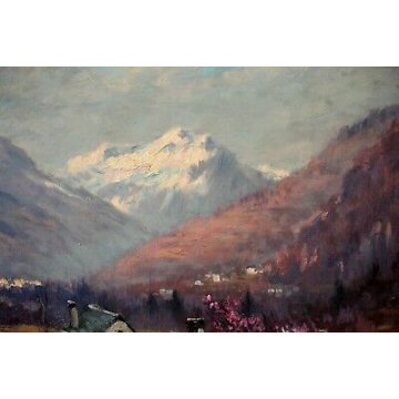 ANTICO QUADRO Rino Stringara PAESAGGIO MONTANO MASERA CISTELLA FORMAZZA '900 