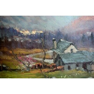 ANTICO QUADRO Rino Stringara PAESAGGIO MONTANO MASERA CISTELLA FORMAZZA '900 