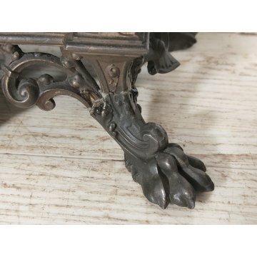ANTICO TRITTICO ANTIMONIO BRONZATO MARMO Orologio Parigina 2 CANDELABRO 1800