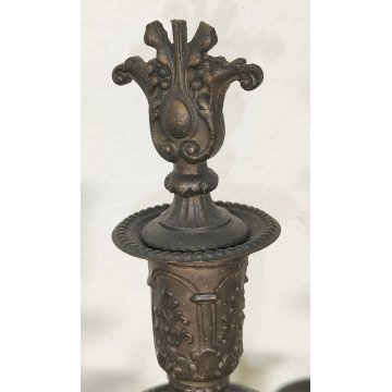 ANTICO TRITTICO ANTIMONIO BRONZATO MARMO Orologio Parigina 2 CANDELABRO 1800