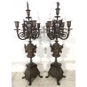 ANTICO TRITTICO ANTIMONIO BRONZATO MARMO Orologio Parigina 2 CANDELABRO 1800