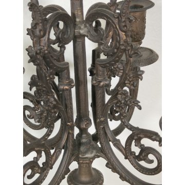 ANTICO TRITTICO ANTIMONIO BRONZATO MARMO Orologio Parigina 2 CANDELABRO 1800