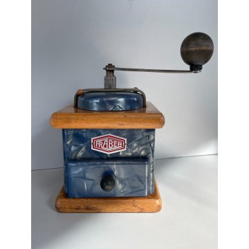 ANTICO MACINA CAFFE MACININO FRABER AZZURRO BLU COFFEE GRINDER Kaffeemühle LEGNO