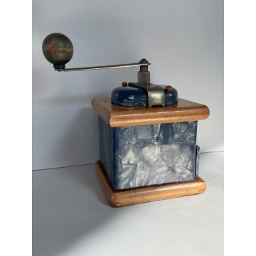 ANTICO MACINA CAFFE MACININO FRABER AZZURRO BLU COFFEE GRINDER Kaffeemühle LEGNO