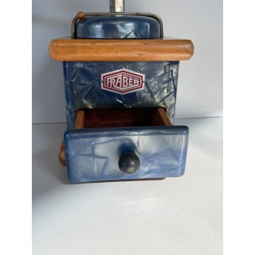 ANTICO MACINA CAFFE MACININO FRABER AZZURRO BLU COFFEE GRINDER Kaffeemühle LEGNO
