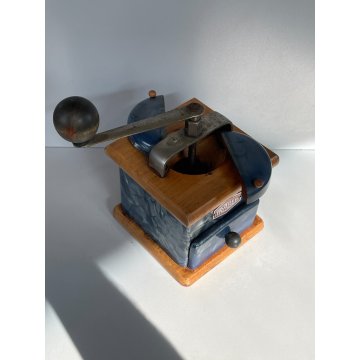 ANTICO MACINA CAFFE MACININO FRABER AZZURRO BLU COFFEE GRINDER Kaffeemühle LEGNO