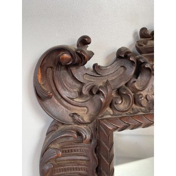 ANTICA PICCOLA SPECCHIERA BAROCCA epoca 1900 OLD SPECCHIO CORNICE LEGNO 54X44 cm