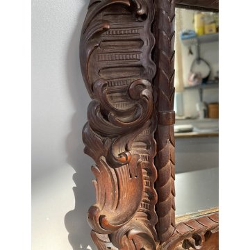 ANTICA PICCOLA SPECCHIERA BAROCCA epoca 1900 OLD SPECCHIO CORNICE LEGNO 54X44 cm