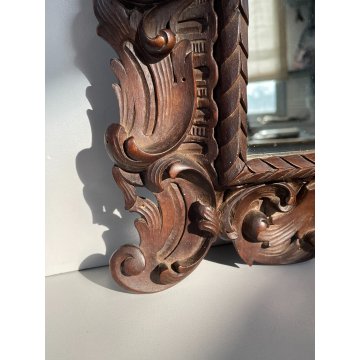 ANTICA PICCOLA SPECCHIERA BAROCCA epoca 1900 OLD SPECCHIO CORNICE LEGNO 54X44 cm