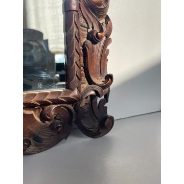 ANTICA PICCOLA SPECCHIERA BAROCCA epoca 1900 OLD SPECCHIO CORNICE LEGNO 54X44 cm