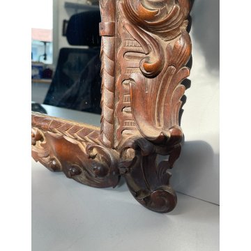 ANTICA PICCOLA SPECCHIERA BAROCCA epoca 1900 OLD SPECCHIO CORNICE LEGNO 54X44 cm