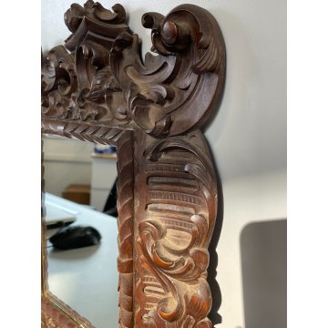 ANTICA PICCOLA SPECCHIERA BAROCCA epoca 1900 OLD SPECCHIO CORNICE LEGNO 54X44 cm