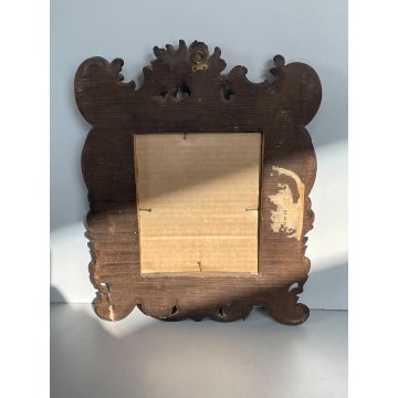 ANTICA PICCOLA SPECCHIERA BAROCCA epoca 1900 OLD SPECCHIO CORNICE LEGNO 54X44 cm
