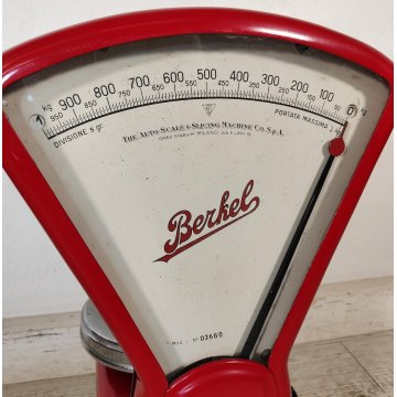 BERKEL Bilancia 1 PIATTO colore ROSSO portata 3 kg PESO div. 5 gr VINTAGE SCALE