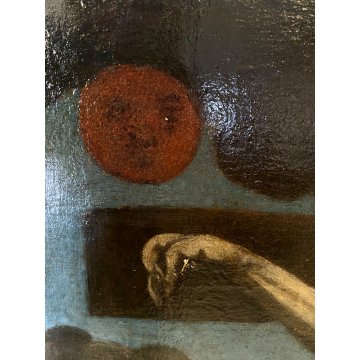 GRANDE DIPINTO OLIO GESU' CROCIFISSO MARIA MADDALENA SOLE LUNA RELIGIOSO '600