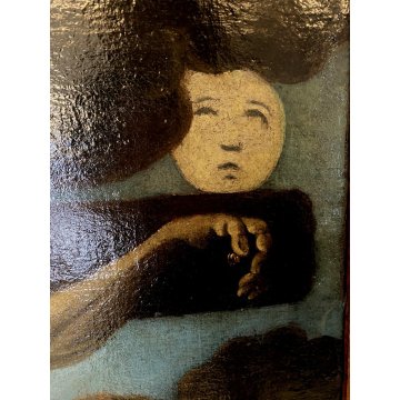 GRANDE DIPINTO OLIO GESU' CROCIFISSO MARIA MADDALENA SOLE LUNA RELIGIOSO '600