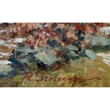 ANTICO QUADRO Rino Stringara PAESAGGIO MONTANO ALPEGGIO MACUGNAGA FORMAZZA '900