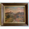 QUADRO DIPINTO OLIO TAVOLA Dante Montanari PAESAGGIO COLLINARE RUSCELLO '900