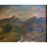 QUADRO DIPINTO OLIO TAVOLA Dante Montanari PAESAGGIO COLLINARE RUSCELLO '900