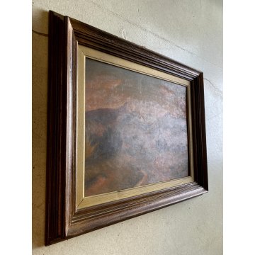 QUADRO DIPINTO OLIO TAVOLA Dante Montanari PAESAGGIO COLLINARE RUSCELLO '900