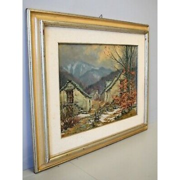 ANTICO QUADRO Rino Stringara PAESAGGIO MONTANO ALPEGGIO MACUGNAGA FORMAZZA '900
