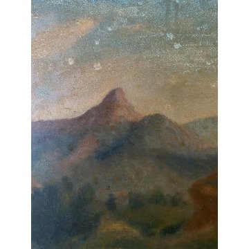QUADRO DIPINTO OLIO TAVOLA Dante Montanari PAESAGGIO COLLINARE RUSCELLO '900