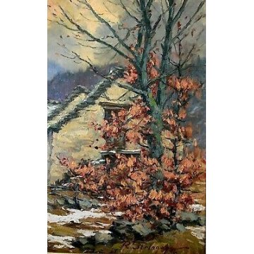 ANTICO QUADRO Rino Stringara PAESAGGIO MONTANO ALPEGGIO MACUGNAGA FORMAZZA '900