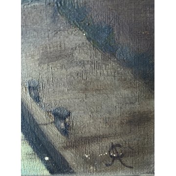 ANTICO QUADRO OLIO TELA ATTR. Achille Cattane VEDUTA DARSENA PORTA TICINESE '800