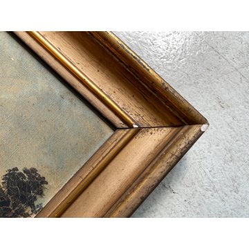 ANTICO QUADRO OLIO TELA ATTR. Achille Cattane VEDUTA DARSENA PORTA TICINESE '800