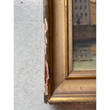 ANTICO QUADRO OLIO TELA ATTR. Achille Cattane VEDUTA DARSENA PORTA TICINESE '800