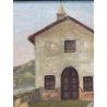 ANTICO DIPINTO OLIO TELA AC ATTR. Achille Cattaneo PAESAGGIO VEDUTA LAGO CHIESA