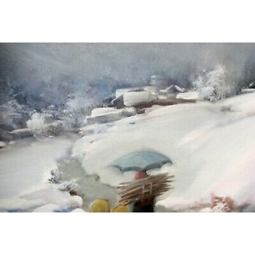 ANTICO QUADRO Aldo Cavaggi PAESAGGIO MONTANO ALPEGGIO NEVE PASCOLO VAL FORMAZZA