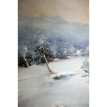 ANTICO QUADRO Aldo Cavaggi PAESAGGIO MONTANO ALPEGGIO NEVE PASCOLO VAL FORMAZZA