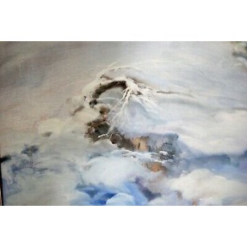 ANTICO QUADRO Aldo Cavaggi PAESAGGIO MONTANO ALPEGGIO NEVE PASCOLO VAL FORMAZZA