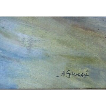 ANTICO QUADRO Aldo Cavaggi PAESAGGIO MONTANO ALPEGGIO NEVE PASCOLO VAL FORMAZZA
