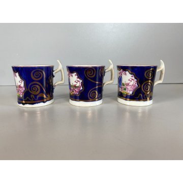 RARO ANTICO LOTTO 7 Pz. TAZZINE CAFFE DECORO ISTORIATO CHINOISERIE XVIII/XIX sec