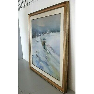 ANTICO QUADRO Aldo Cavaggi PAESAGGIO MONTANO ALPEGGIO NEVE PASCOLO VAL FORMAZZA