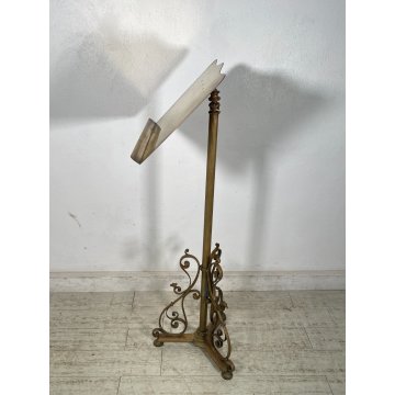 ANTICO GRANDE LEGGIO LIBERTY DA TERRA IN OTTONE GIREVOLE ALZABILE PORTA LIBRO