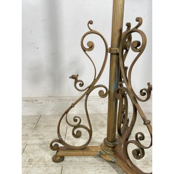 ANTICO GRANDE LEGGIO LIBERTY DA TERRA IN OTTONE GIREVOLE ALZABILE PORTA LIBRO