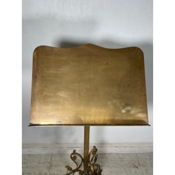 ANTICO GRANDE LEGGIO LIBERTY DA TERRA IN OTTONE GIREVOLE ALZABILE PORTA LIBRO