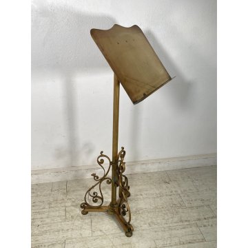 ANTICO GRANDE LEGGIO LIBERTY DA TERRA IN OTTONE GIREVOLE ALZABILE PORTA LIBRO