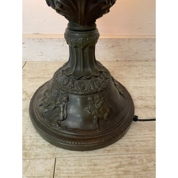 ANTICA LAMPADA DA TERRA O TAVOLO STILE TIFFANY MOSAICO VETRO GRANDE LANTERNA