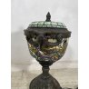 ANTICA LAMPADA DA TERRA O TAVOLO STILE TIFFANY MOSAICO VETRO GRANDE LANTERNA