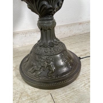 ANTICA LAMPADA DA TERRA O TAVOLO STILE TIFFANY MOSAICO VETRO GRANDE LANTERNA