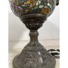 ANTICA LAMPADA DA TERRA O TAVOLO STILE TIFFANY MOSAICO VETRO GRANDE LANTERNA