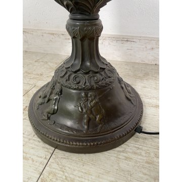 ANTICA LAMPADA DA TERRA O TAVOLO STILE TIFFANY MOSAICO VETRO GRANDE LANTERNA