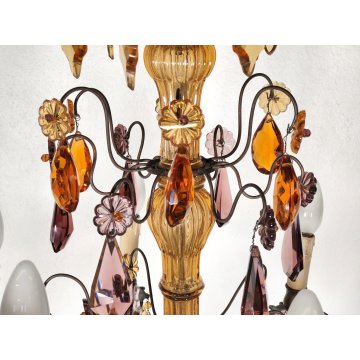 ANTICO LAMPADARIO Liberty epoca 1900 MARIA TERESA GOCCE VETRO BOEMIA GLASS LAMP