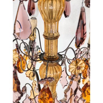 ANTICO LAMPADARIO Liberty epoca 1900 MARIA TERESA GOCCE VETRO BOEMIA GLASS LAMP